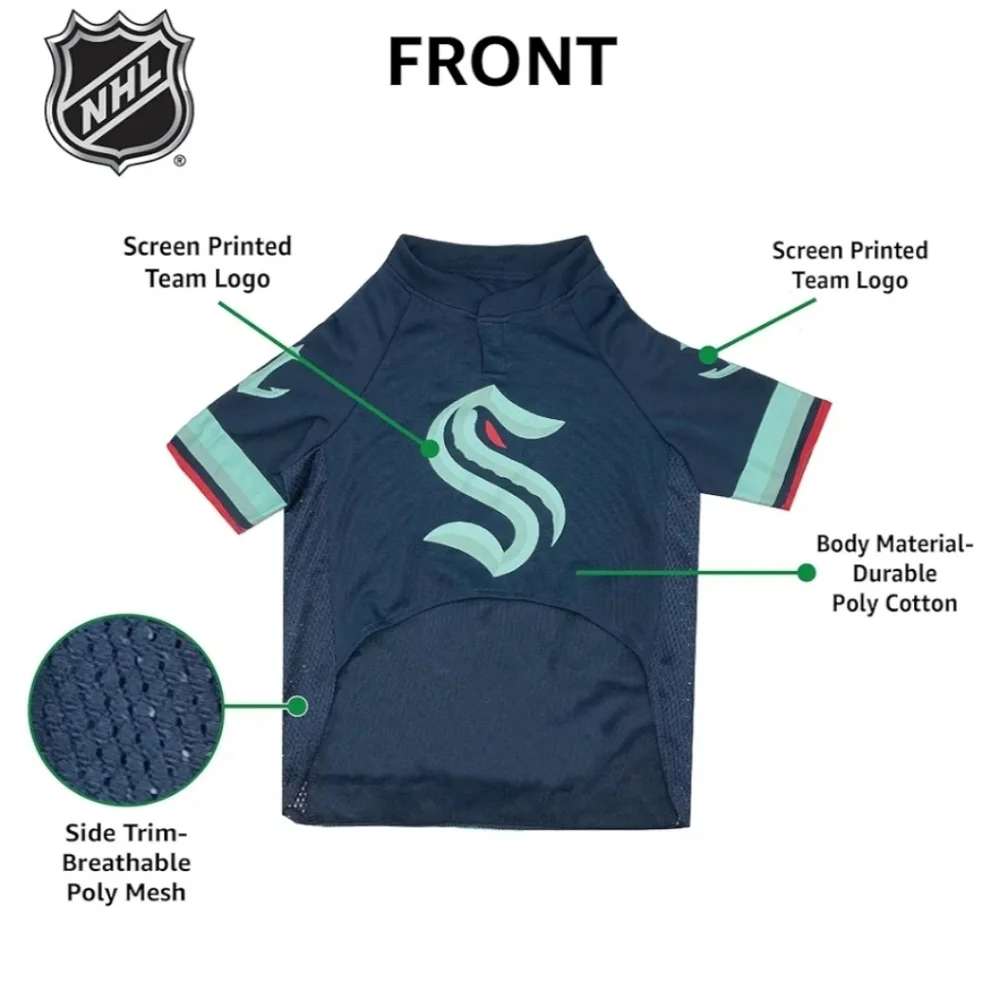 NWT NHL Seattle Kraken Pet Jersey Officially Licensed Dog Cat Shirt Size Medium